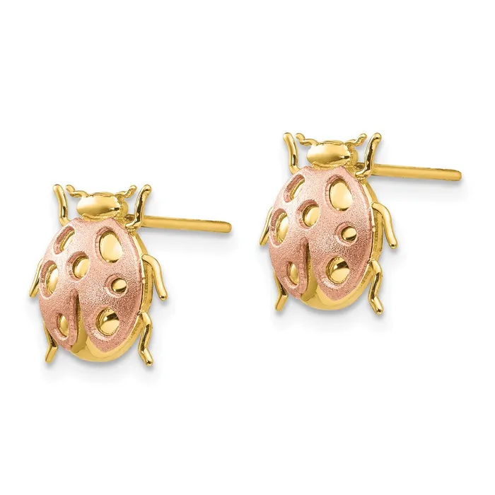 14k Twotone Gold Twotone Gold Ladybug Post Earrings Goldia Earrings