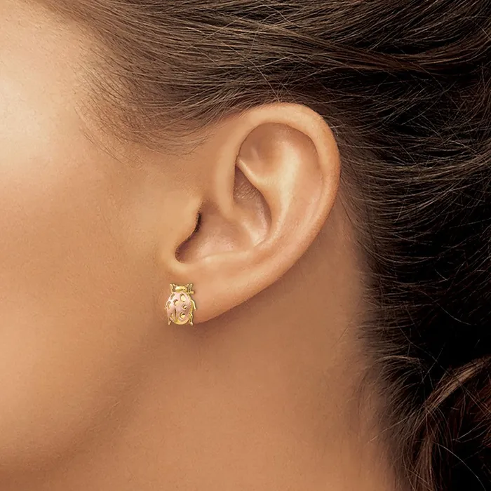 14k Twotone Gold Twotone Gold Ladybug Post Earrings Goldia Earrings