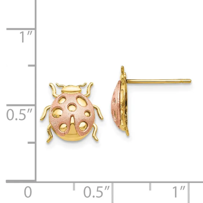 14k Twotone Gold Twotone Gold Ladybug Post Earrings Goldia Earrings