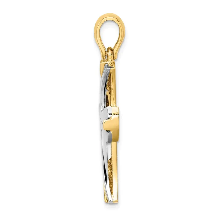 14k Twotone Gold W Rhodium Cross Charm Goldia Rings