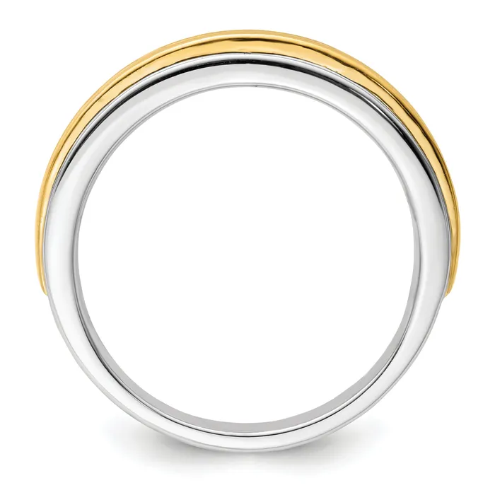 14K TwoTone Lab Grown VSSI G Diamond Mens Ring Goldia Rings