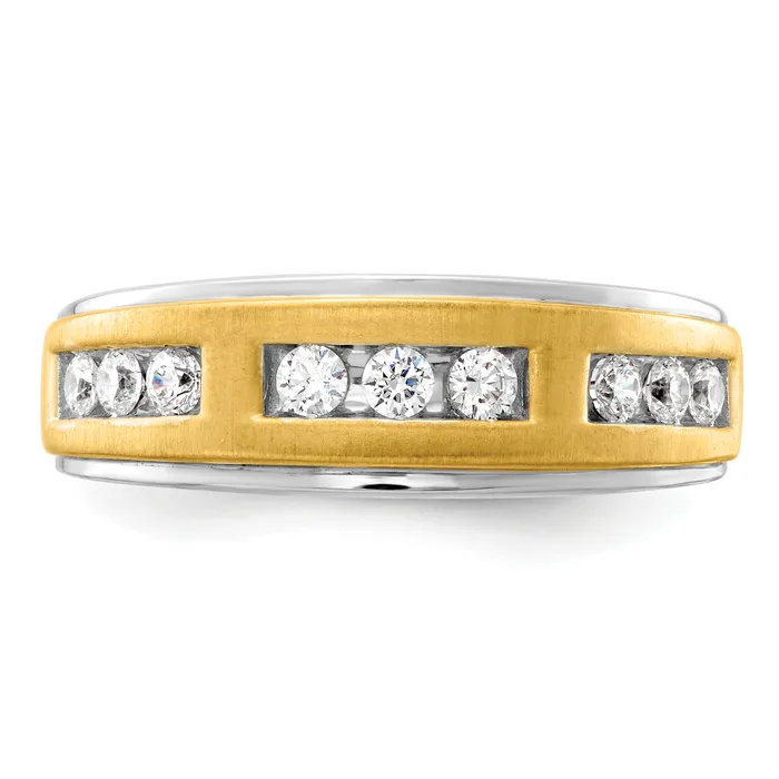 14K TwoTone Lab Grown VSSI G Diamond Mens Ring Goldia Rings