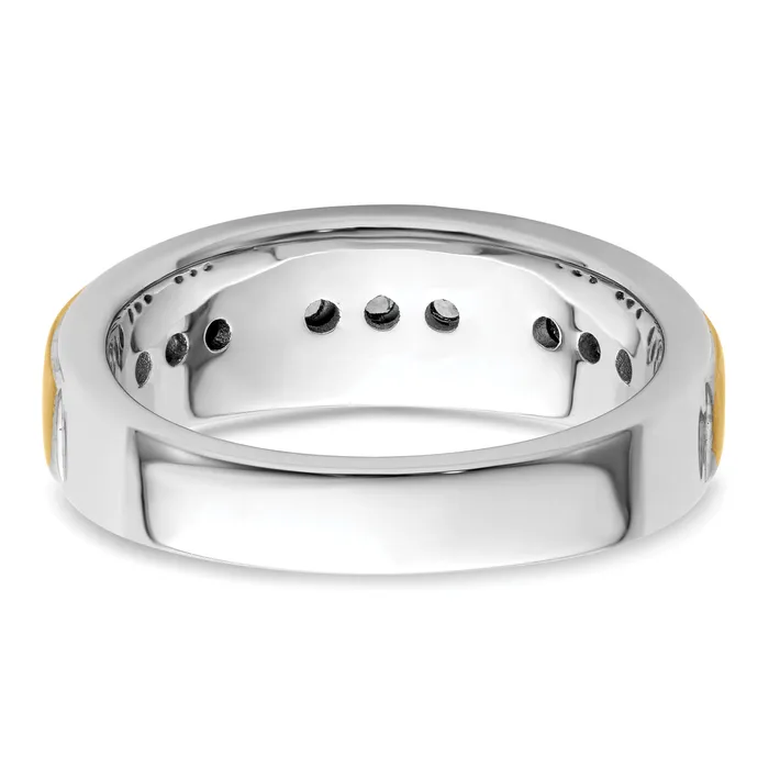 14K TwoTone Lab Grown VSSI G Diamond Mens Ring Goldia Rings