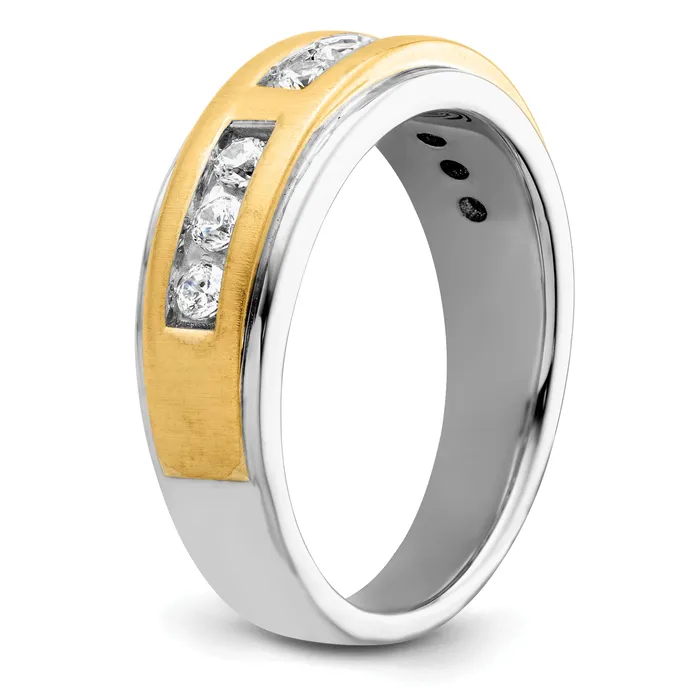 14K TwoTone Lab Grown VSSI G Diamond Mens Ring Goldia Rings