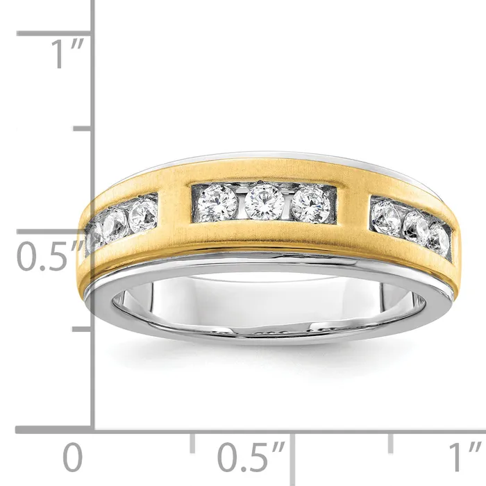 14K TwoTone Lab Grown VSSI G Diamond Mens Ring Goldia Rings