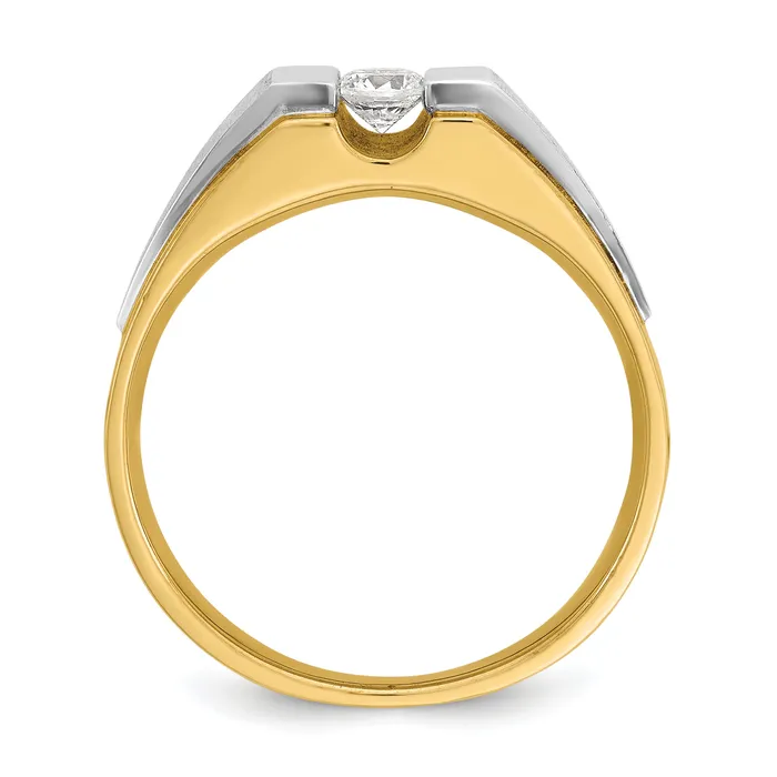 14k Twotone Two tone 14 Ct Lab Grown Diamond VSSI G Polished and Satin Mens Ring Goldia Rings
