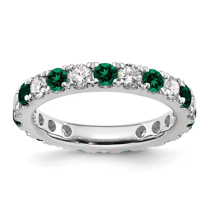 14k White Gold 1 15 Ct Lab Grown Diamond VSSI G and Lab Created Emerald Eternity Band Ring Goldia Rings 14k White Gold 1 15 Ct Lab Grown Diamond VSSI G and Lab Created Emerald Eternity Band Ring Goldia Rings