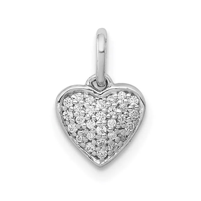 14k White Gold 110ct Real Diamond Heart Pendant Goldia Necklaces