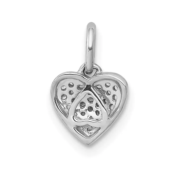 14k White Gold 110ct Real Diamond Heart Pendant Goldia Necklaces