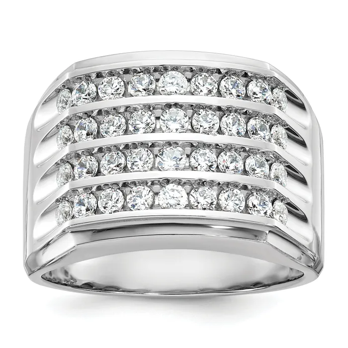 14k White Gold 1 58 Ct Lab Grown Diamond VSSI G Four Row Mens Ring Goldia Rings 14k White Gold 1 58 Ct Lab Grown Diamond VSSI G Four Row Mens Ring Goldia Rings