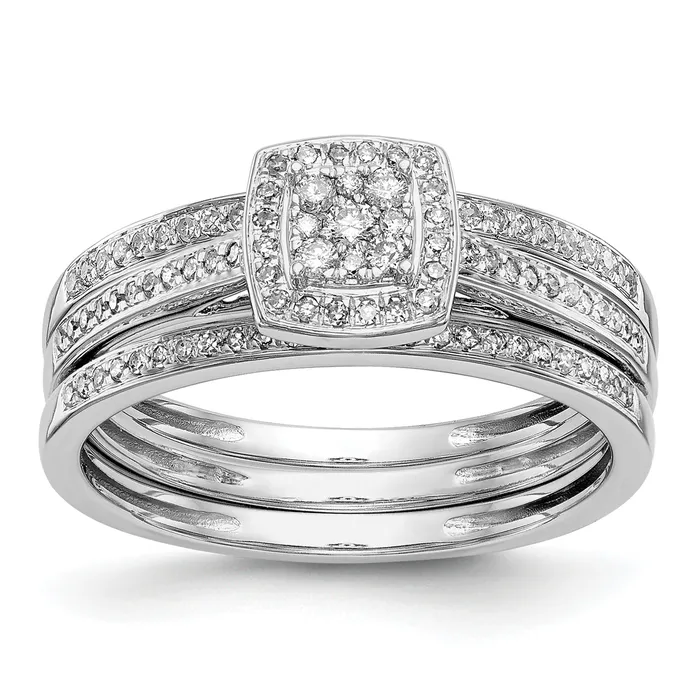14k White Gold 15 Ct Lab Grown Diamond VSSI G Cluster Engagement Ring Goldia Rings