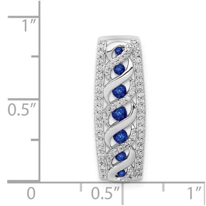 14k White Gold 15ct Real Diamond26 Sapphire Fancy Twist Chain Slide Goldia Rings