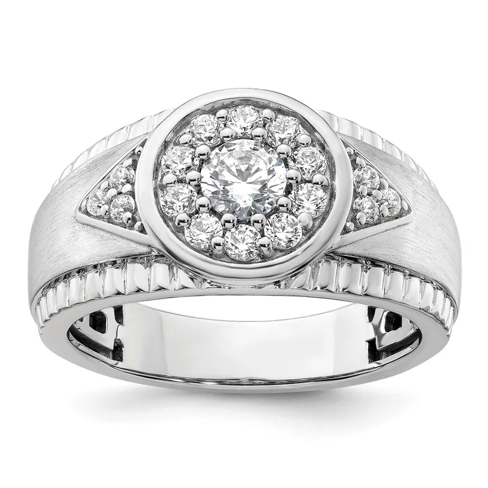 14k White Gold 1 Ct Lab Grown Diamond VSSI G Mens Cluster Ring Goldia Rings 14k White Gold 1 Ct Lab Grown Diamond VSSI G Mens Cluster Ring Goldia Rings