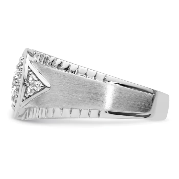 14k White Gold 1 Ct Lab Grown Diamond VSSI G Mens Cluster Ring Goldia Rings