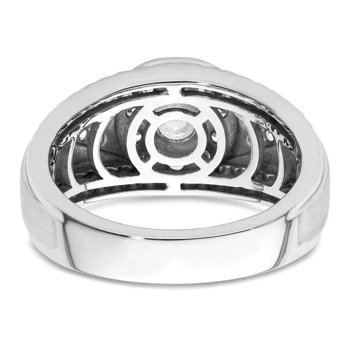 14k White Gold 1 Ct Lab Grown Diamond VSSI G Mens Cluster Ring Goldia Rings