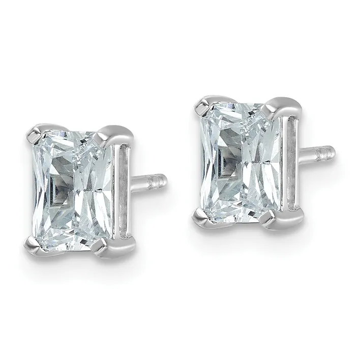 14k White Gold 2 ctw Certified Lab Grown Diamond VSSI G Radiant 4 Prong Heavy Wt Stud Earrings Goldia Earrings