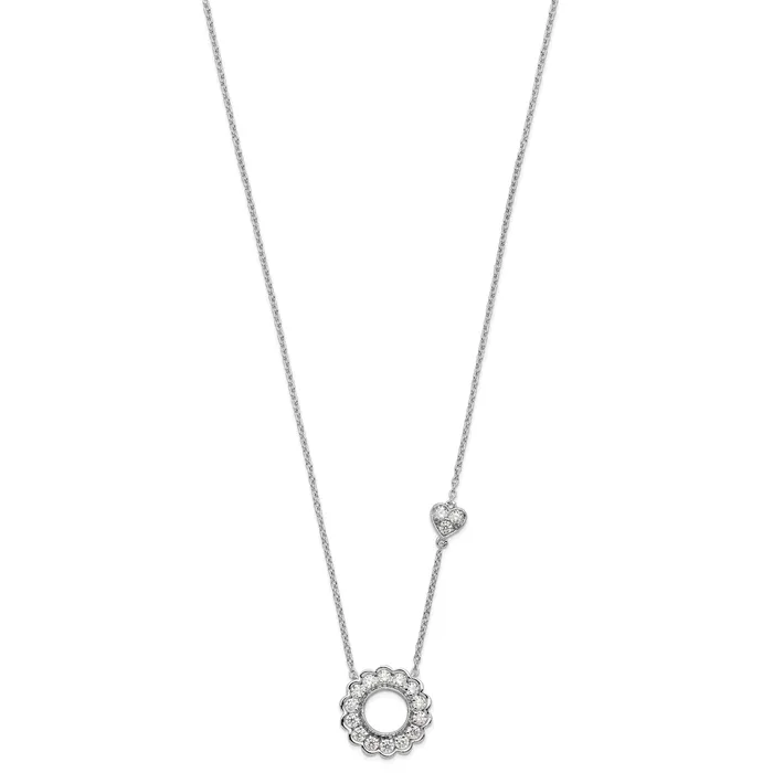 14k White Gold 34 Ct Lab Grown Diamond VSSI G 18 inch Fancy Heart and Circle Necklace Goldia Necklaces