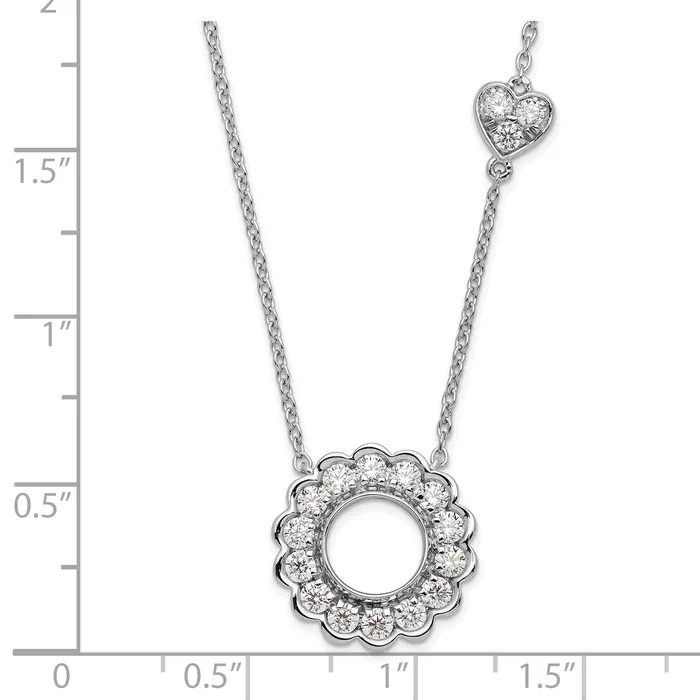 14k White Gold 34 Ct Lab Grown Diamond VSSI G 18 inch Fancy Heart and Circle Necklace Goldia Necklaces