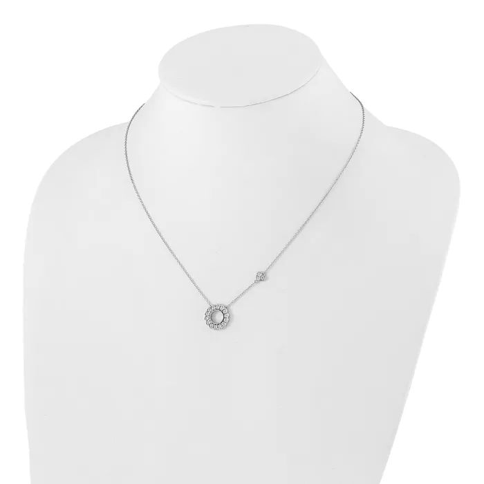 14k White Gold 34 Ct Lab Grown Diamond VSSI G 18 inch Fancy Heart and Circle Necklace Goldia Necklaces