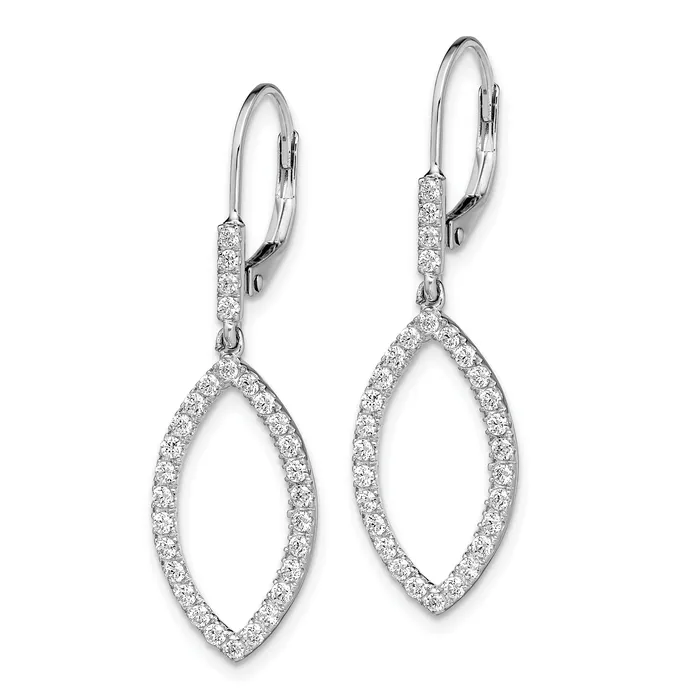 14k White Gold 34 Ct Lab Grown Diamond VSSI G Fashion Dangle Leverback Earrings Goldia Earrings