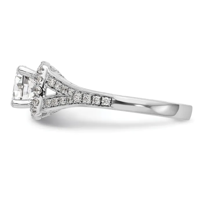 14k White Gold 38 Ct Lab Grown Diamond VSSI G 1 Ct Center Round Halo Engagement Ring Goldia Rings