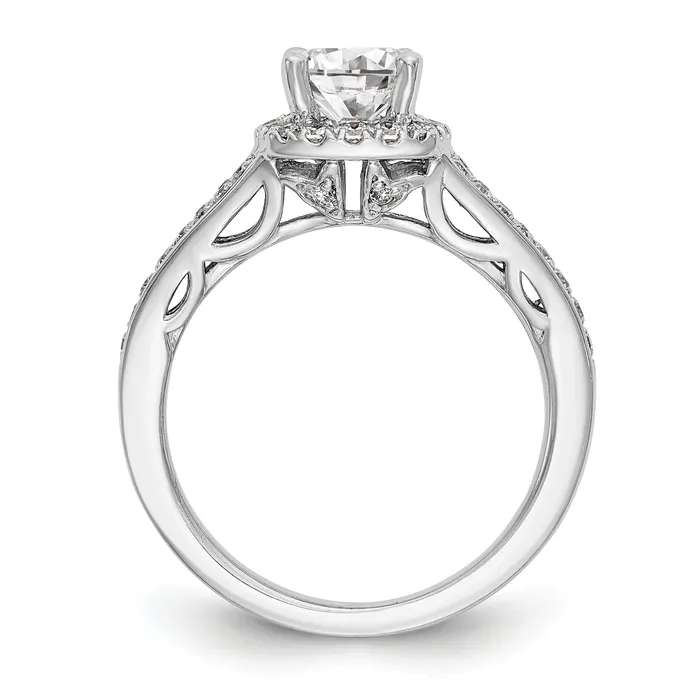 14k White Gold 38 Ct Lab Grown Diamond VSSI G 1 Ct Center Round Halo Engagement Ring Goldia Rings