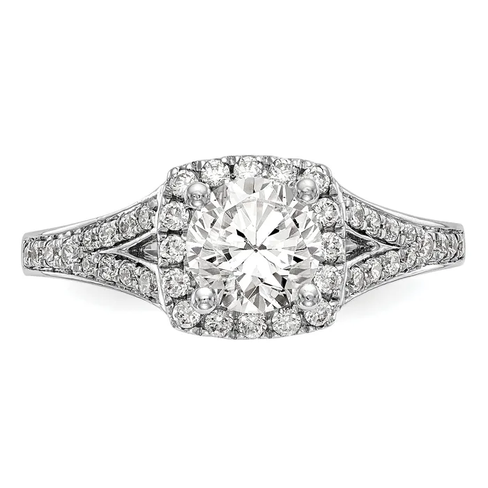 14k White Gold 38 Ct Lab Grown Diamond VSSI G 1 Ct Center Round Halo Engagement Ring Goldia Rings