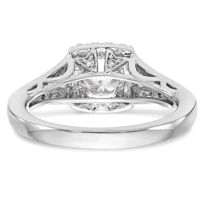 14k White Gold 38 Ct Lab Grown Diamond VSSI G 1 Ct Center Round Halo Engagement Ring Goldia Rings