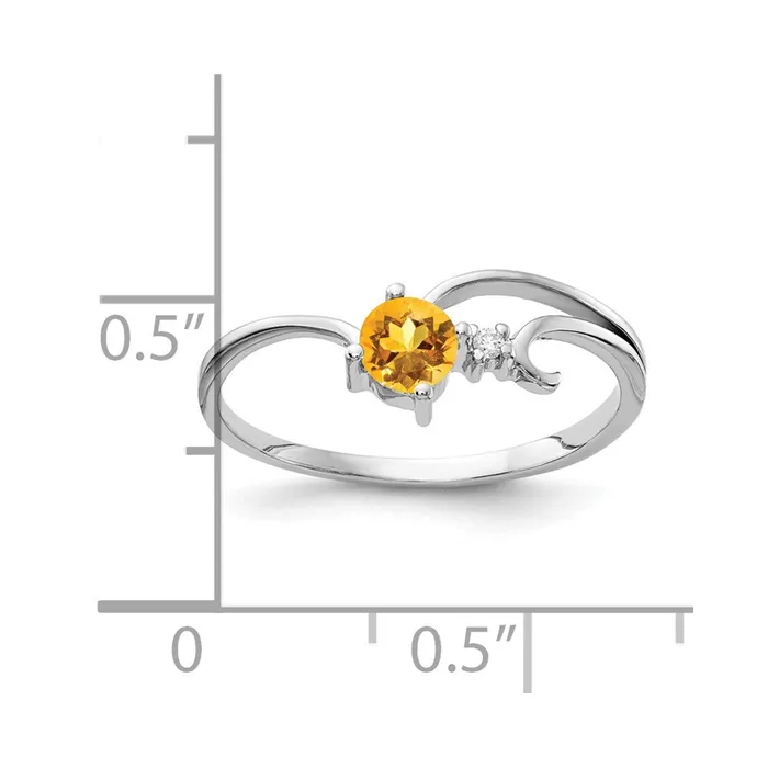 14k White Gold 4mm Citrine A Real Diamond ring Goldia Rings