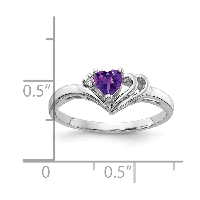14k White Gold 4mm Heart Amethyst A Real Diamond ring Goldia Rings