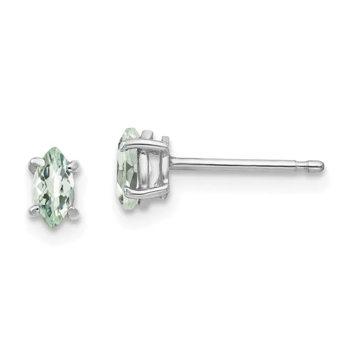 14k White Gold 5X25mm Marquise CheckerCut Green Quartz Earring Goldia Earrings 14k White Gold 5X25mm Marquise CheckerCut Green Quartz Earring Goldia Earrings