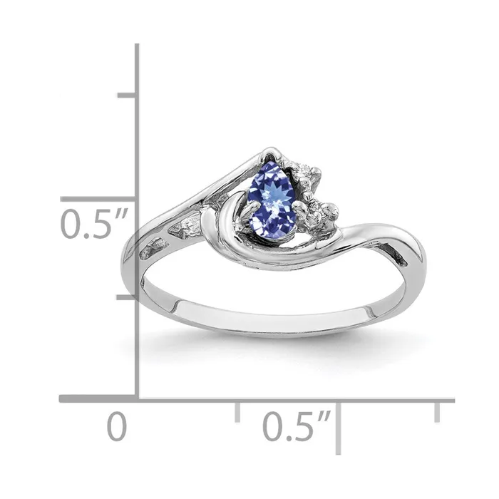 14k White Gold 5x3mm Pear Tanzanite AAA Diamond ring Goldia Rings