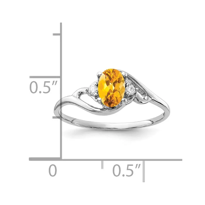 14k White Gold 6x4mm Oval Citrine Checker VS Real Diamond ring goldiaca Rings 14k White Gold 6x4mm Oval Citrine Checker VS Real Diamond ring goldiaca Rings