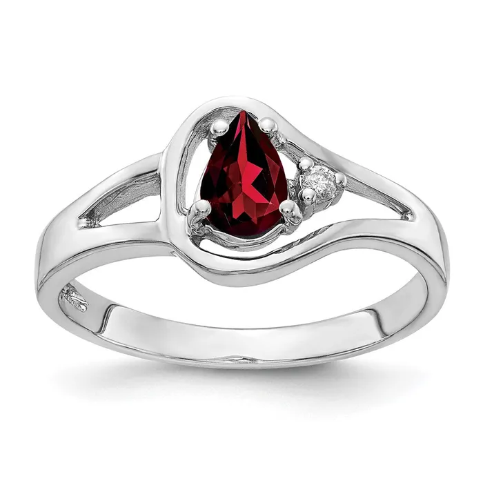 14k White Gold 6x4mm Pear Garnet Checker A Real Diamond ring Goldiacom Rings 14k White Gold 6x4mm Pear Garnet Checker A Real Diamond ring Goldiacom Rings