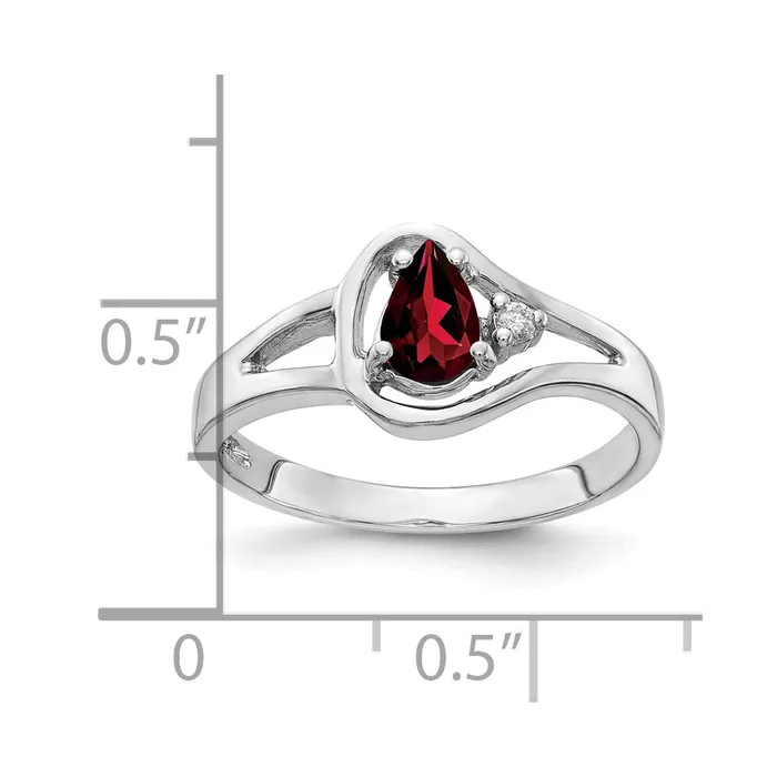 14k White Gold 6x4mm Pear Garnet Checker A Real Diamond ring Goldiacom Rings