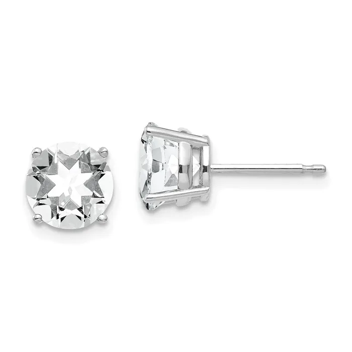 14k White Gold 7mm Cubic Zirconia Earrings Goldia Earrings