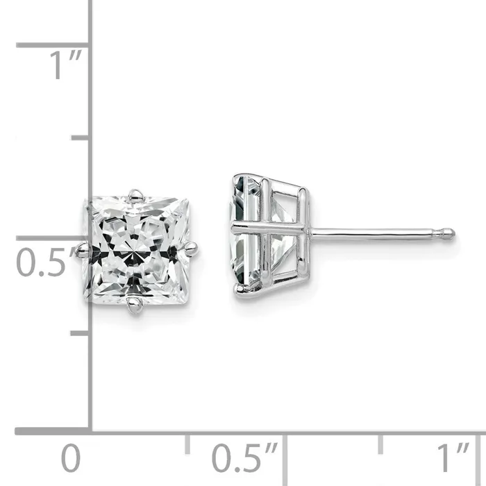 14k White Gold 7mm Cubic Zirconia Earrings Goldia Earrings