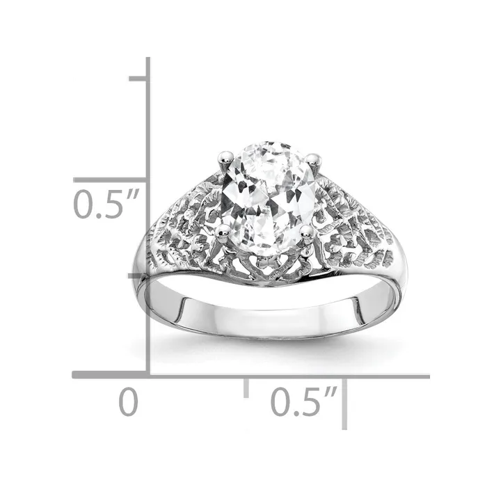 14k White Gold 8x6mm Oval Cubic Zirconia ring Goldia Rings