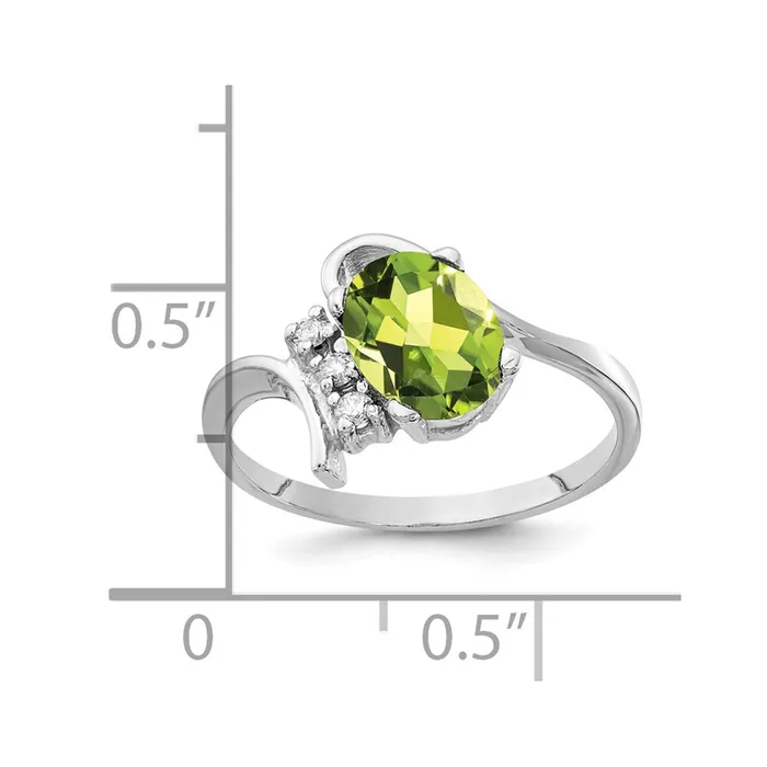 14k White Gold 8x6mm Oval Peridot A Real Diamond ring goldiaca Rings