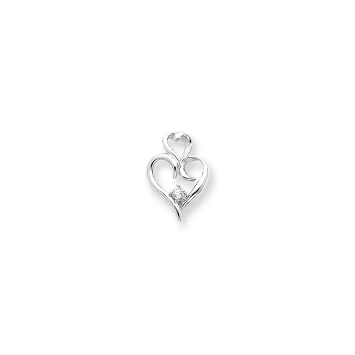 14k White Gold AA Diamond heart pendant Goldiacom Necklaces