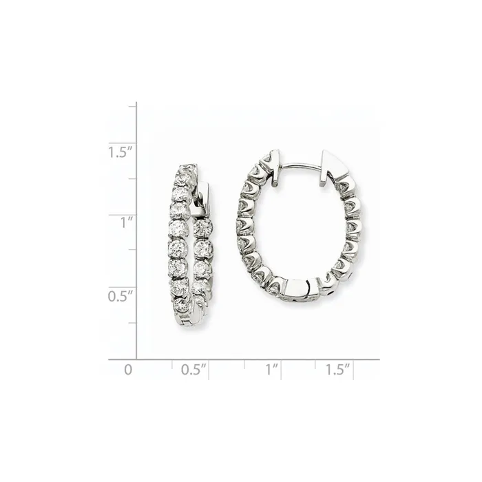 14k White Gold AA Real Diamond Hinged Hoop Earrings Goldia Earrings
