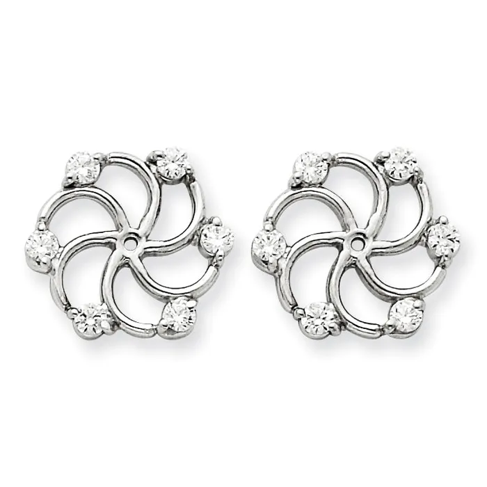 14k White Gold AAA Diamond earring jacket goldiaca Earrings