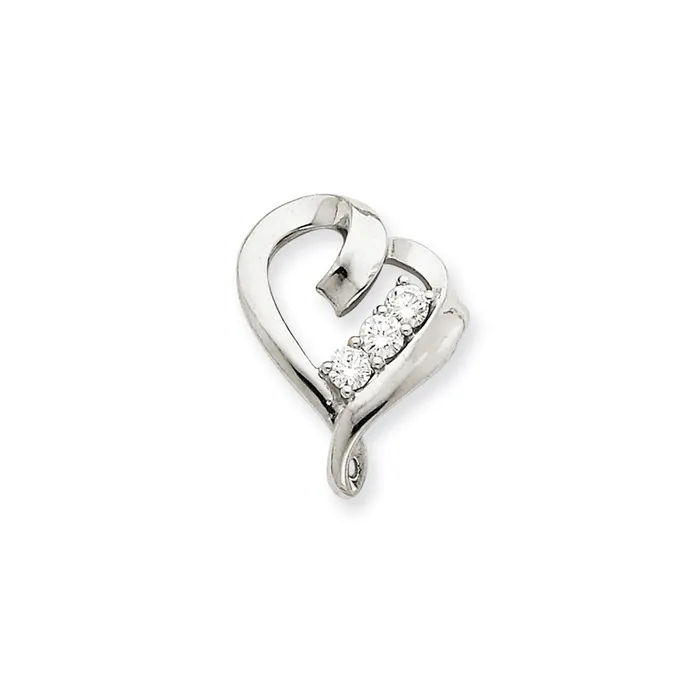 14k White Gold AAA Diamond heart pendant Goldiacom Necklaces