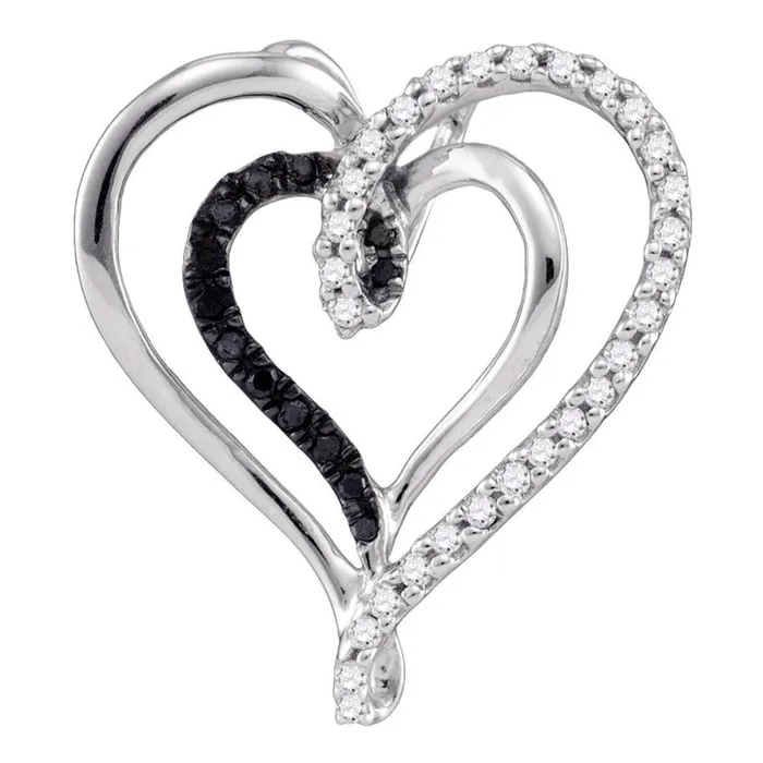 14k White Gold Black Diamond Heart Outline Pendant 14 Cttw gndatlanta Necklaces 14k White Gold Black Diamond Heart Outline Pendant 14 Cttw gndatlanta Necklaces