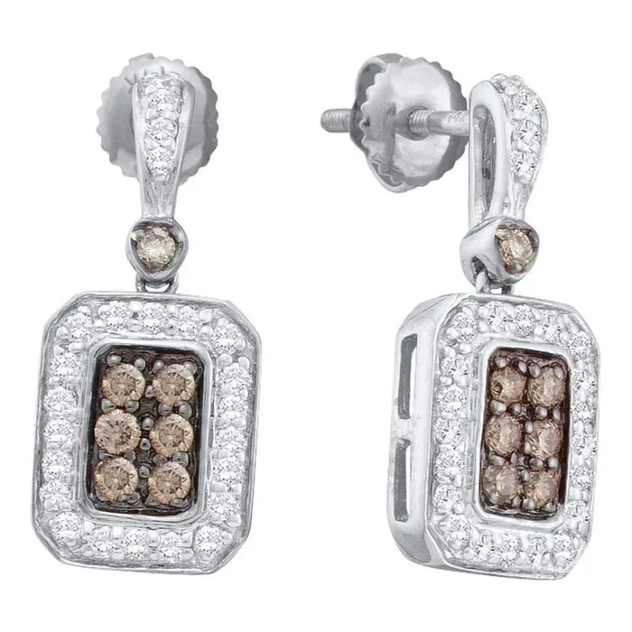 14k White Gold Brown Diamond Rectangle Dangle Earrings 12 Cttw gndatlanta Earrings 14k White Gold Brown Diamond Rectangle Dangle Earrings 12 Cttw gndatlanta Earrings