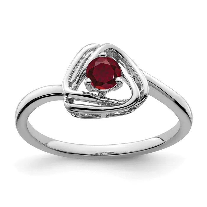 14k White Gold Created Ruby Triangle Ring Goldia Rings