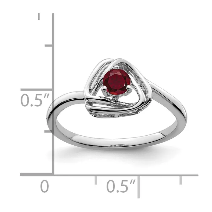 14k White Gold Created Ruby Triangle Ring Goldia Rings
