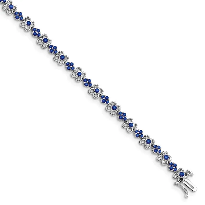 14k White Gold Created Sapphire Bracelet goldiaca Bracelets