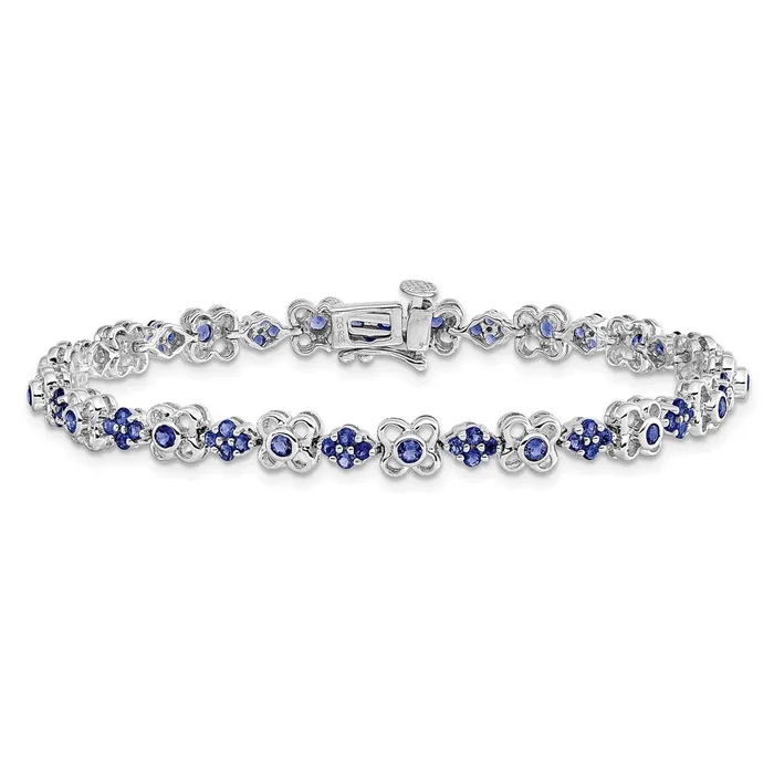 14k White Gold Created Sapphire Bracelet goldiaca Bracelets