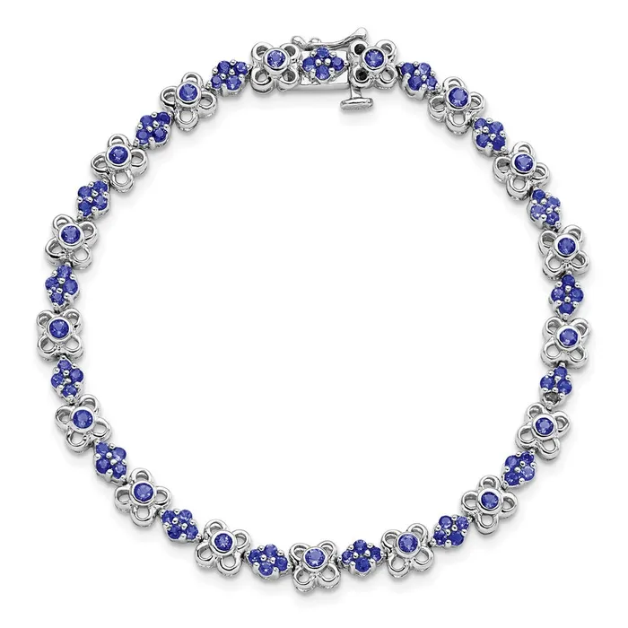 14k White Gold Created Sapphire Bracelet goldiaca Bracelets
